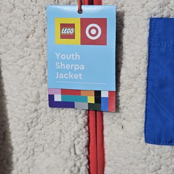 Cream Lego Sherpa Jacket with Red Trim and Blue Accents Kids - Picture 4 of 9